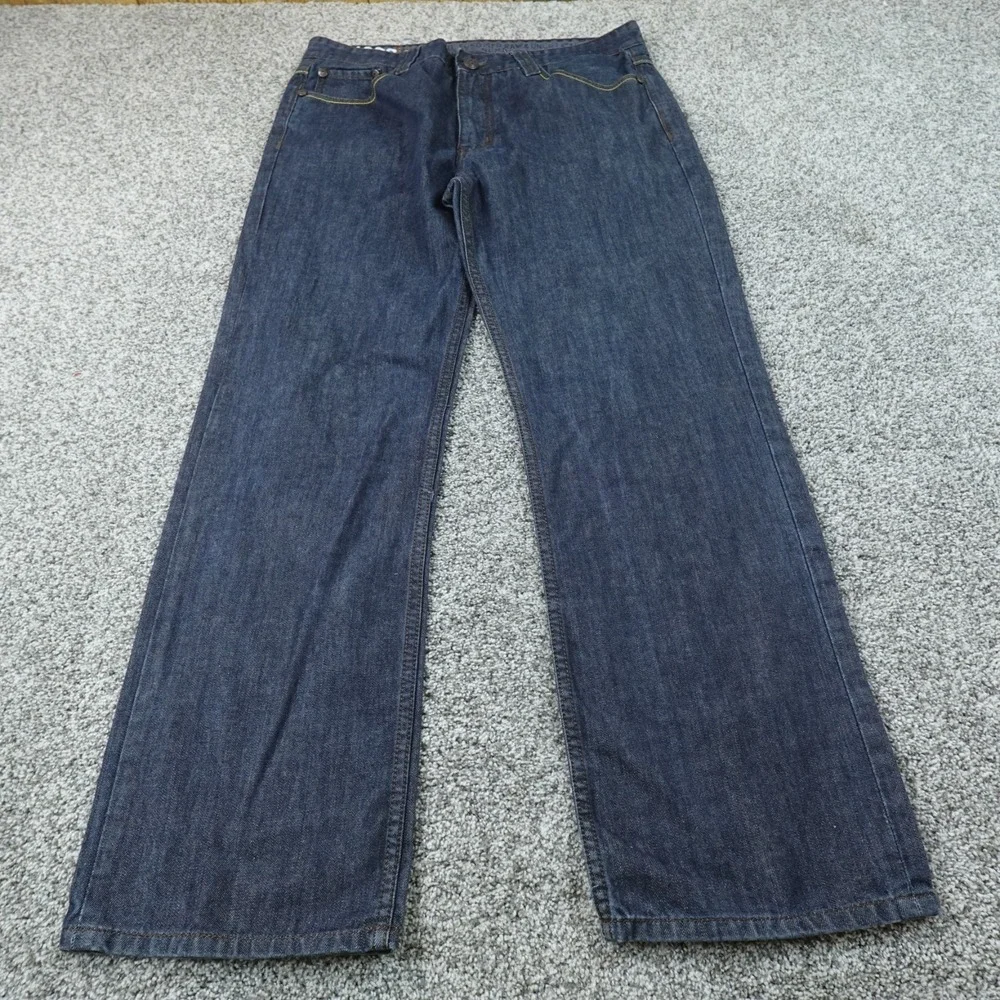 Ecko Unltd Jeans Mens 38X32 Dark Blue Denim Pants Wide Leg Baggy Hip Hop Y2K 00s